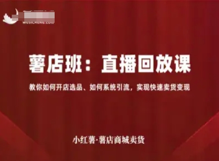 小红薯薯店商城卖货直播回放课，教你如何开店选品、如何系统引流，实现快速卖货变现-驿想项目网