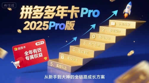 拼多多年卡2025Pro版，五大板块从认知到基础、从推广到活动、从活动到玩法-驿想项目网