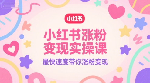 小红书涨粉变现实操课，最快速度带你涨粉变现-驿想项目网