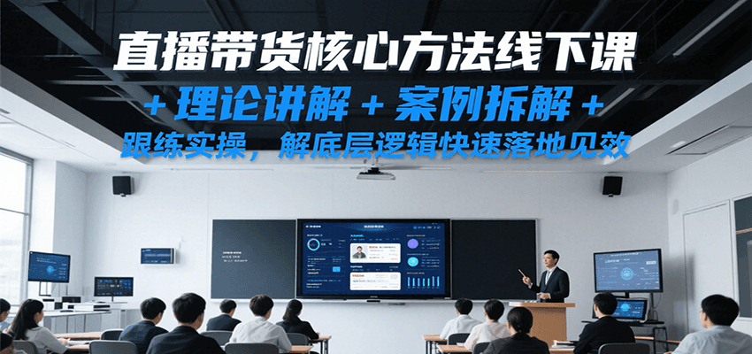 直播带货核心方法线下课，理论讲解+案例拆解+跟练实操，解底层逻辑快速落地见效-驿想项目网