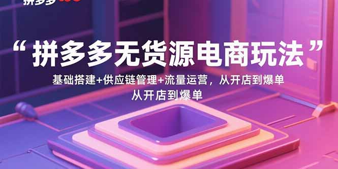 （15886期）拼多多无货源电商玩法：基础搭建+供应链管理+流量运营，从开店到爆单-驿想项目网