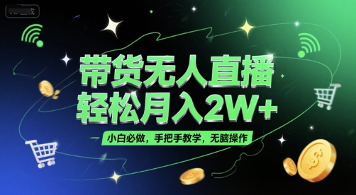 带货无人直播，轻松月入2W+，小白必做，手把手教学，无脑操作(附学习资料)-驿想项目网