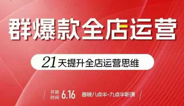贾真电商群爆款全店运营，21天提升全店运营思维，起店、全店运营爆款不断-驿想项目网