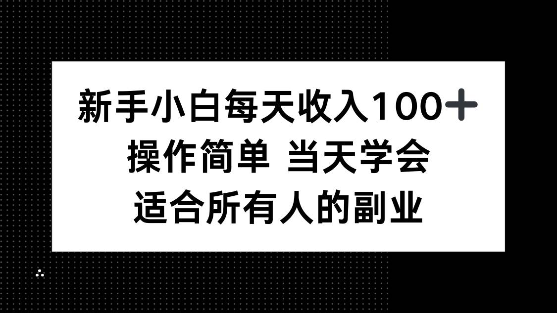 （15937期）新手小白每天收入100+，操作简单 当天学会 ，适合所有人的副业-驿想项目网
