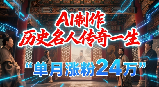 暴力起号！用AI制作历史名人传奇一生，单月涨粉24W，涨粉+变现赛道黑马来了-驿想项目网
