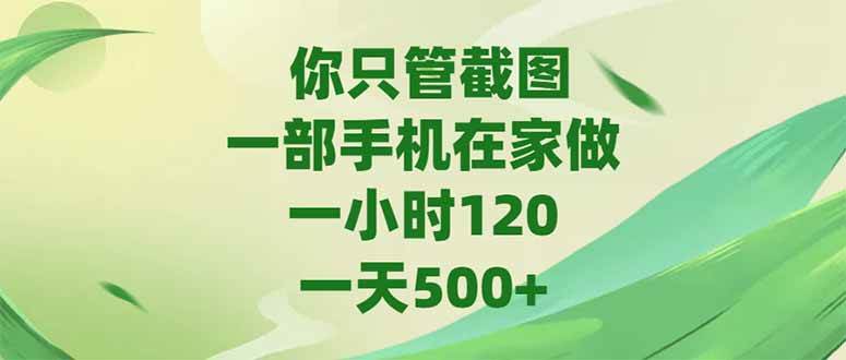 （15039期）你只管截图，一部手机在家做，一小时120，-天500+-驿想项目网