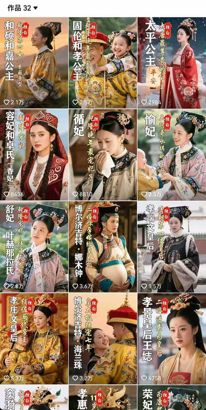 （15927期）历史女性人物创作课：独白文案+AI克隆+蒙版剪辑，3个月涨粉22w+副业月入3w-驿想项目网