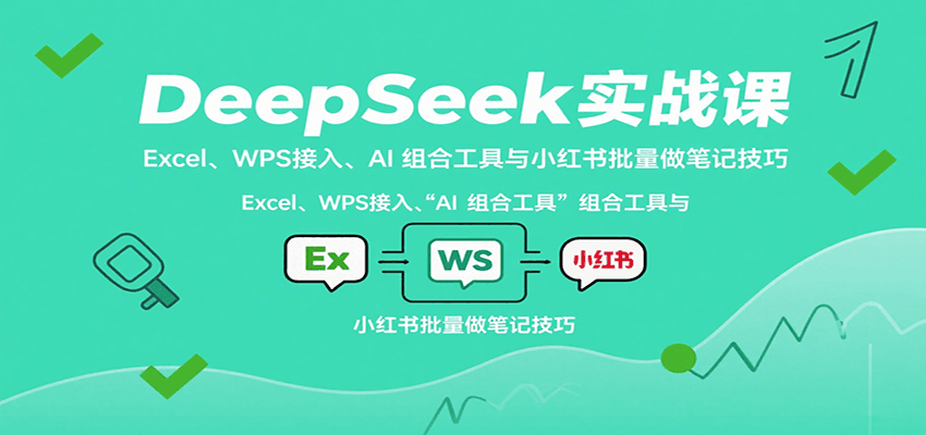 DeepSeek实战课：Excel、WPS接入、AI 组合工具与小红书批量做笔记技巧-驿想项目网
