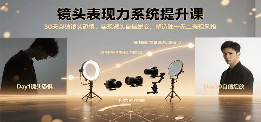 镜头表现力系统提升课，30天突破镜头恐惧实现自信蜕变，塑造独一无二表现风格-驿想项目网
