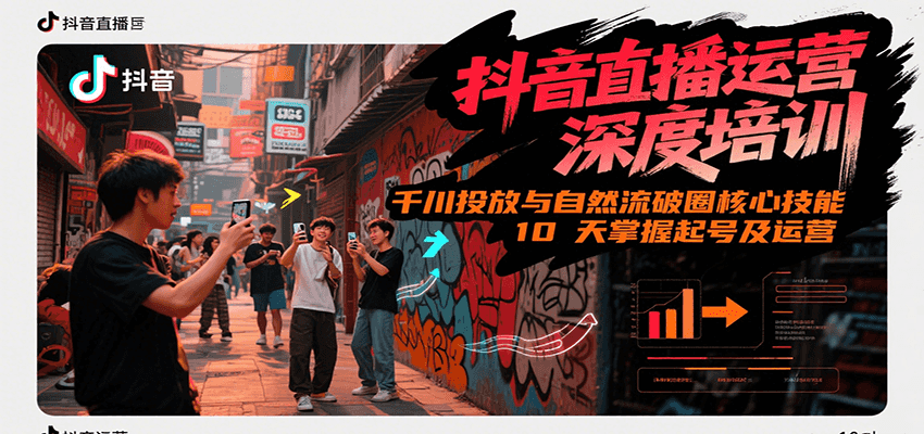 抖音直播运营深度培训，千川投放与自然流核心技能，10天掌握起号及运营(6-7月新课)-驿想项目网