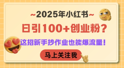 2025年小红书日引100+创业粉？这招新手抄作业也能爆流量！-驿想项目网