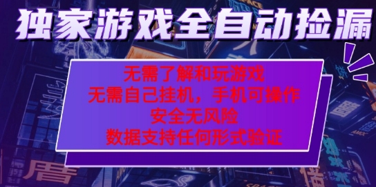 游戏全自动捡漏项目，最新独家玩法，每天操作几十分钟，无任何难度，当天见收益【揭秘】-驿想项目网