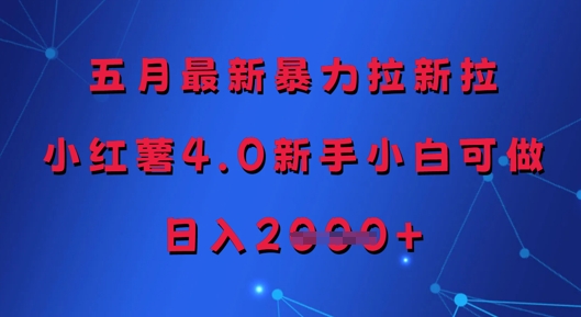 五月最新暴力拉新拉，小红薯4.0新手小白可做，日入多张-驿想项目网