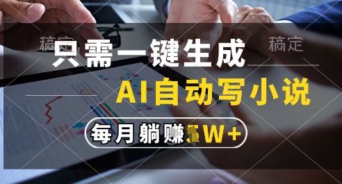 只需一键生成，AI全自动写小说，可一键生成120w字，每月躺着收益过1w+【揭秘】-驿想项目网