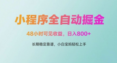 微信小程序全自动掘金，48小时可见收益，日入多张，长期稳定靠谱，小白宝妈轻松上手【揭秘】-驿想项目网