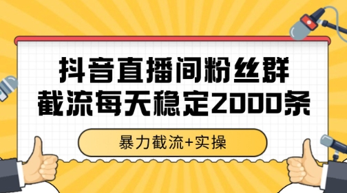 抖音直播间粉丝群暴力截流，一台电脑每天稳定2000条数据【揭秘】-驿想项目网