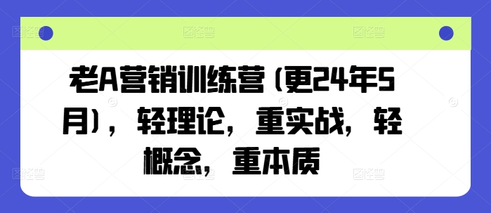 老A营销训练营(更25年6月)，轻理论，重实战，轻概念，重本质-驿想项目网