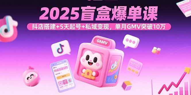 （15922期）2025盲盒爆单课，抖店搭建+5天起号+私域变现，单月GMV突破10万-驿想项目网