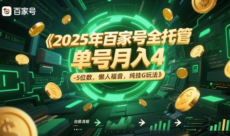 2025年百家号全托管，单号月入4-5位数，懒人福音，纯挂G玩法【揭秘】-驿想项目网