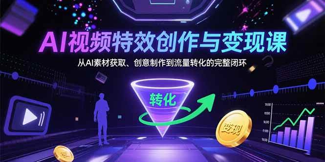 （15587期）AI视频特效创作与变现课：从AI素材获取、创意制作到流量转化的完整闭环-驿想项目网