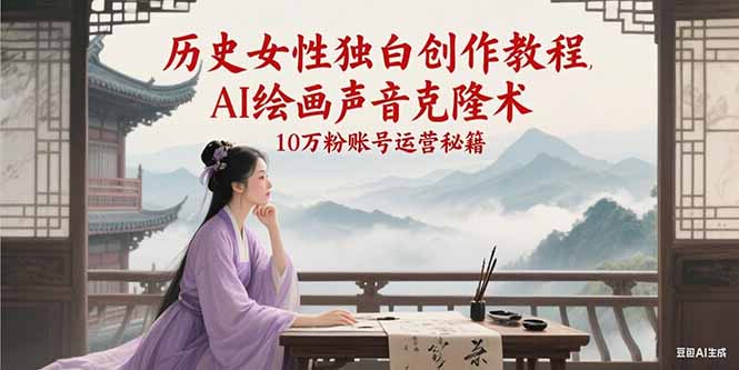 历史女性独白创作教程，AI绘画声音克隆术，10万粉账号运营秘籍-驿想项目网