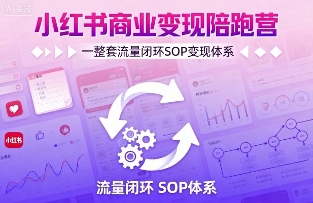 小红书商业变现陪跑营，轻IP矩阵 私域获客 聚光投流，一整套流量闭环SOP变现体系-驿想项目网