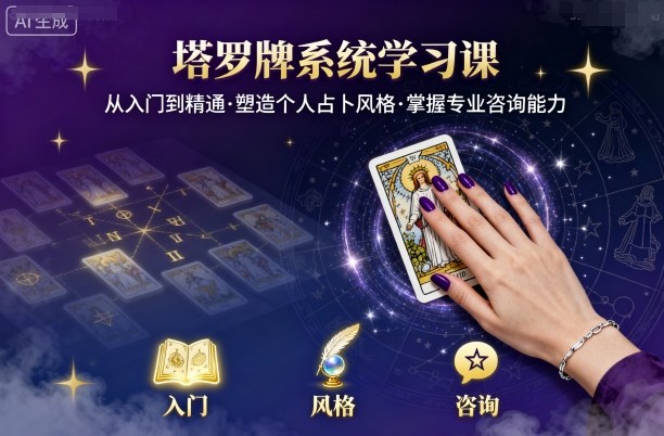 塔罗牌系统学习课，助你从入门到精通，塑造个人占卜风格，掌握专业咨询能力-驿想项目网