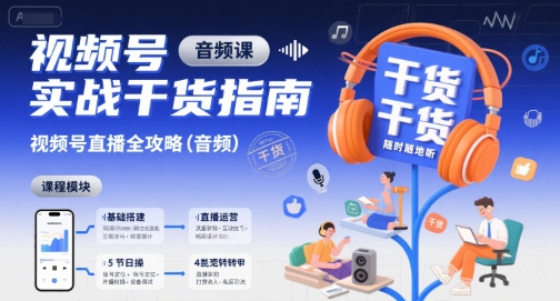 视频号实战干货指南，视频号直播全攻略（音频）-驿想项目网