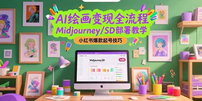 （15324期）AI绘画变现全流程，Midjourney/SD部署教学，小红书爆款起号技巧-驿想项目网