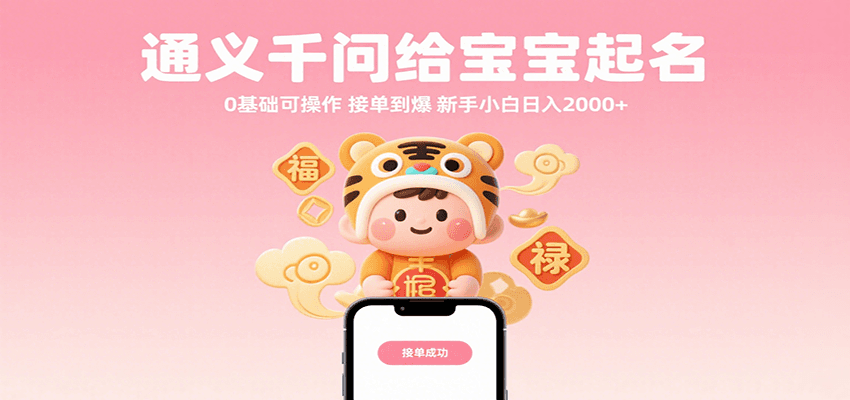 通义千问给宝宝起名 0基础可操作 接单到爆 新手小白日入2000+-驿想项目网