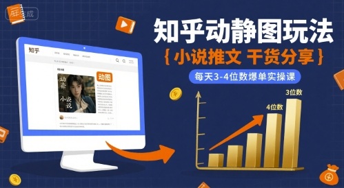 小说推文干货分享之知乎动静图玩法，每天3-4位数爆单实操课-驿想项目网