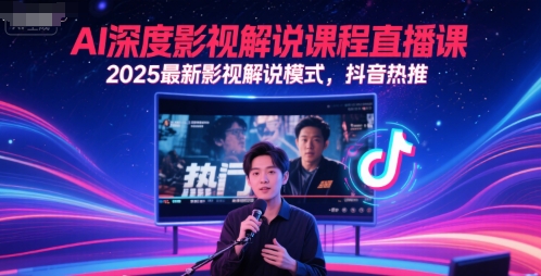 AI深度影视解说课程直播课，2025最新影视解说模式，抖音热推-驿想项目网