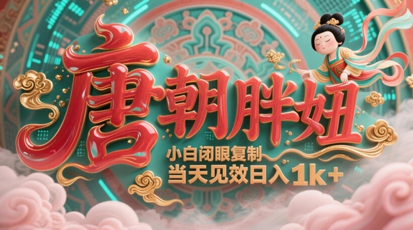 用AI克隆“唐朝胖妞”日更3条，平台疯狂推流，小白闭眼复制，当天见效，日入1k+-驿想项目网