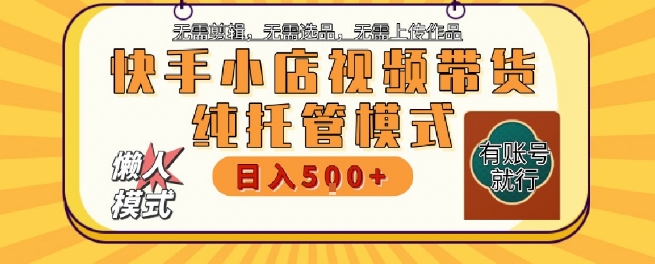 快手小店托管代运营，无需剪辑，无需选品，无需上传作品，全程无需操作，轻松月入5k+【揭秘】-驿想项目网