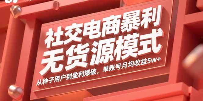 （15951期）社交电商暴利无货源模式：从种子用户到盈利爆破，单账号月均收益5w+-驿想项目网