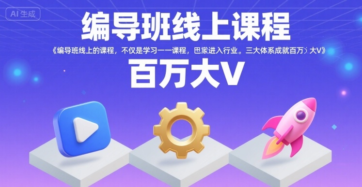 编导班线上课程，不仅是学习一门课程，更是进入一个行业，三大体系成就百万大V-驿想项目网