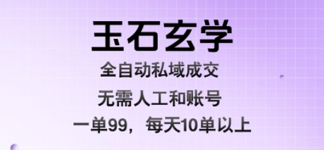玉石玄学全自动私域成交，一单99每天十单以上，无需人工和矩阵账号，蓝海项目直接干【揭秘】-驿想项目网