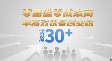 零基础零成本简单高效获客创业粉，一天引流30+-驿想项目网