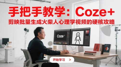 手把手教学：Coze + 剪映批量生成火柴人心理学视频的硬核攻略-驿想项目网