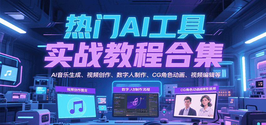 热门AI工具实战教程合集，AI音乐生成、视频创作、数字人制作、CG角色动画、视频编辑等-驿想项目网