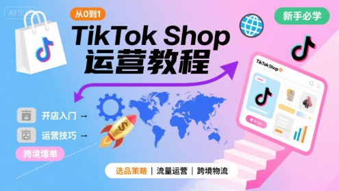 TikTok Shop从0到1运营教程，TikTok跨境电商新手必学课程-驿想项目网
