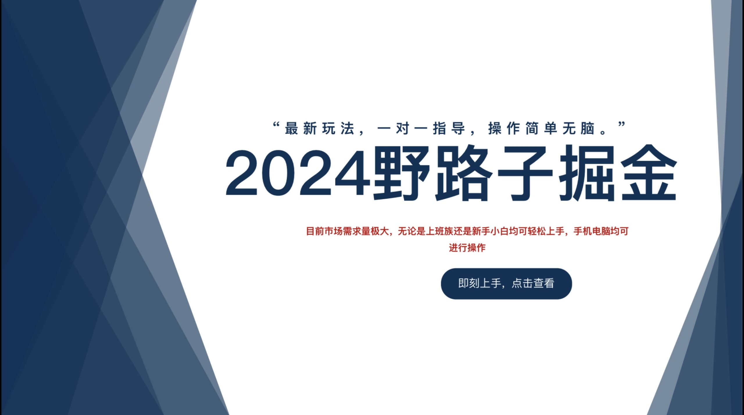 2024野路子掘金，最新玩 法， 一对一指导，操作简单无脑。-驿想项目网