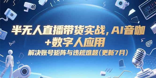 （15280期）半无人直播带货实战，AI音咖+数字人应用 解决账号矩阵与违规难题(更新7月)-驿想项目网