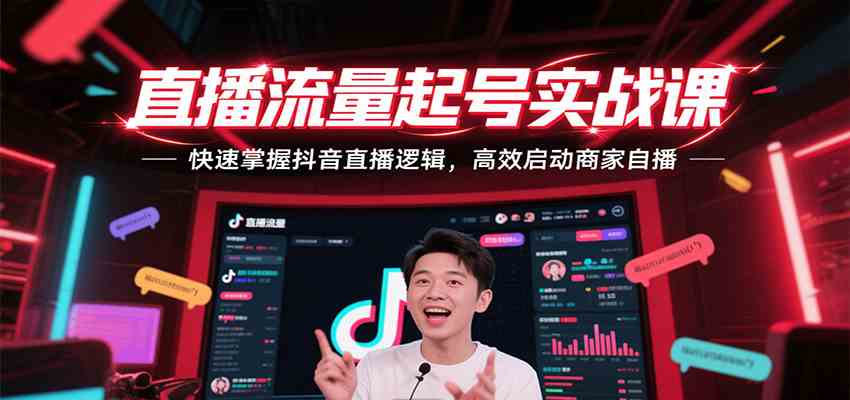 直播流量起号实战课，快速掌握抖音直播逻辑，高效启动商家自播-驿想项目网