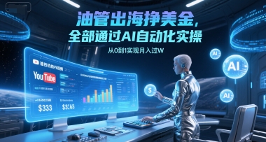 油管出海挣美金，全部通过AI自动化实操，从0到1实现月入过W-驿想项目网