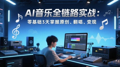 AI音乐全链路实战变现课：零基础3天掌握原创、翻唱、变现-驿想项目网