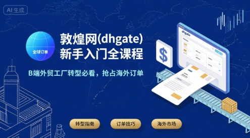 敦煌网(dhgate)新手入门全课程，B端外贸工厂转型必看，抢占海外订单-驿想项目网