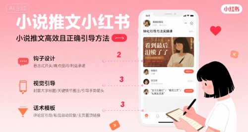 小说推文小红书高转化引导方法实操课，小说推文高效且正确引导方法-驿想项目网