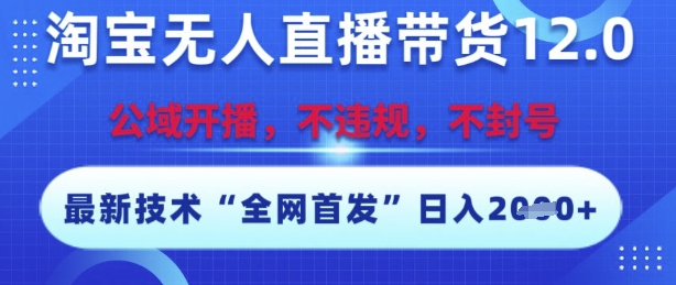 淘宝无人直播带货12.0，最新技术，不封号，不违规，操作简单，开播爆单，日入多张【揭秘】-驿想项目网