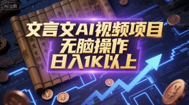 文言文AI视频项目，无脑操作，日入1K以上-驿想项目网